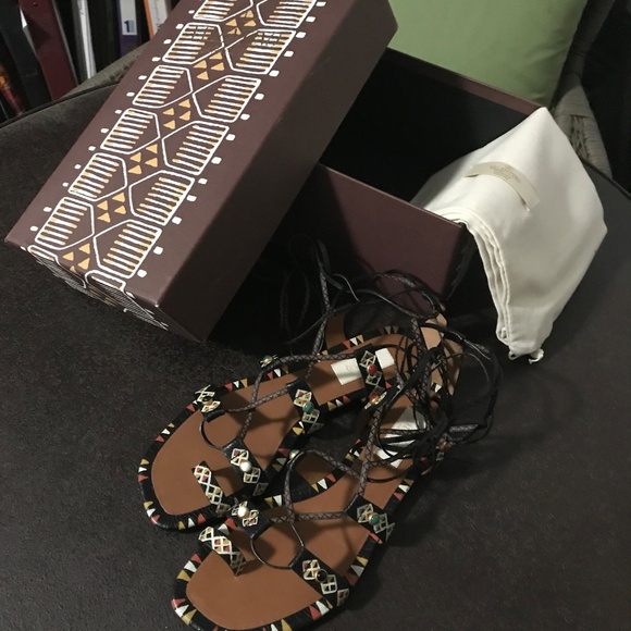 VALENTINO GARAVANI Hand-Painted Leather Studded Gladiator Sandal, 37 - Picture 4 of 10